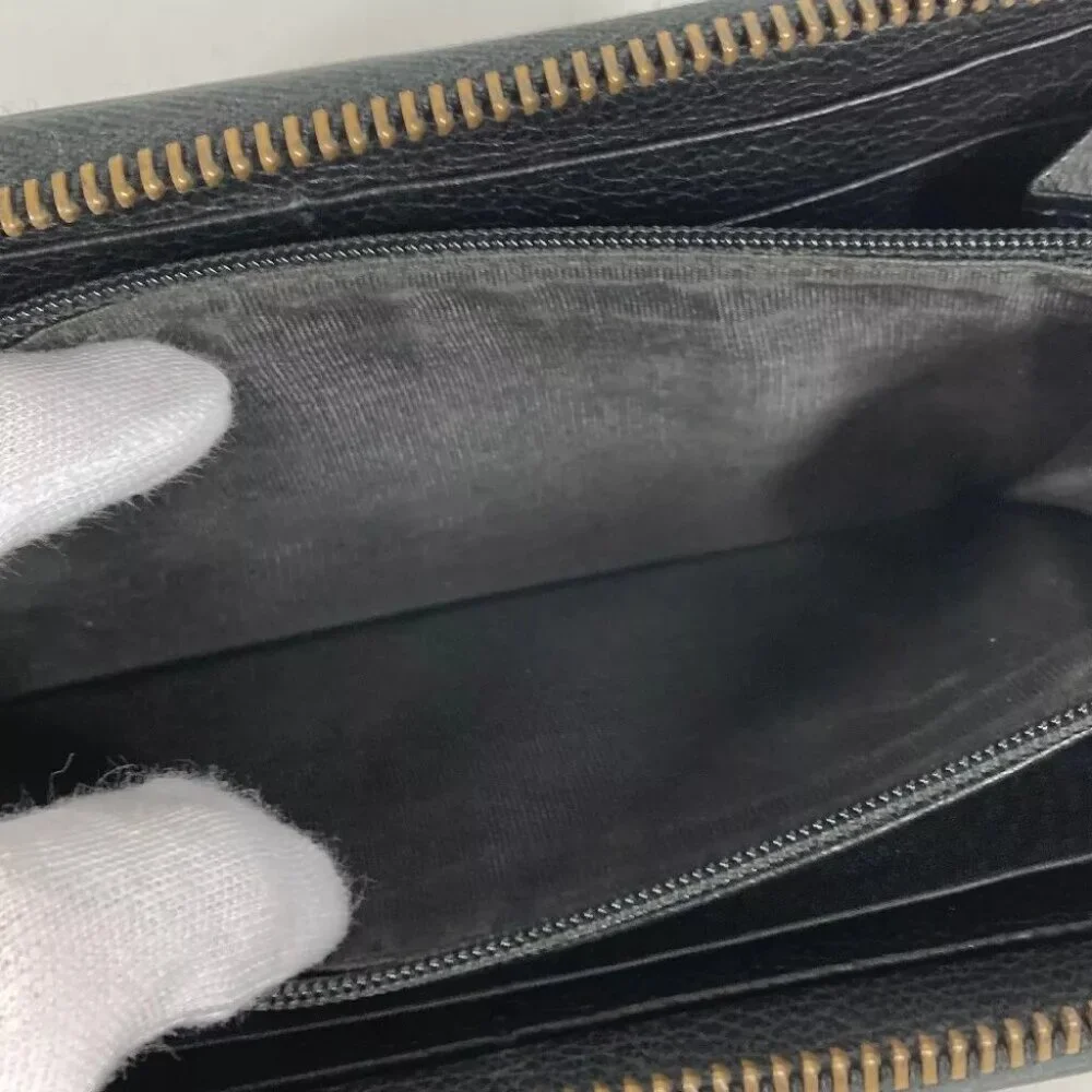 GUCCI logo Long wallet Zip Around Long Wallet Leather Black - Picture 11 of 12